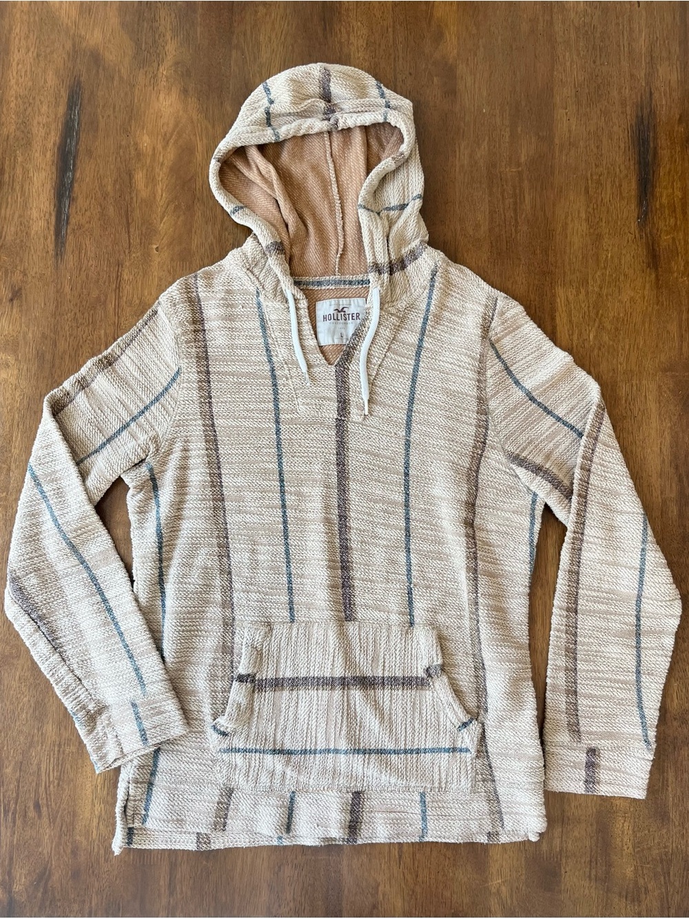 Hollister Baja Hoodie Y2K Surf Skater Striped Pullover Large